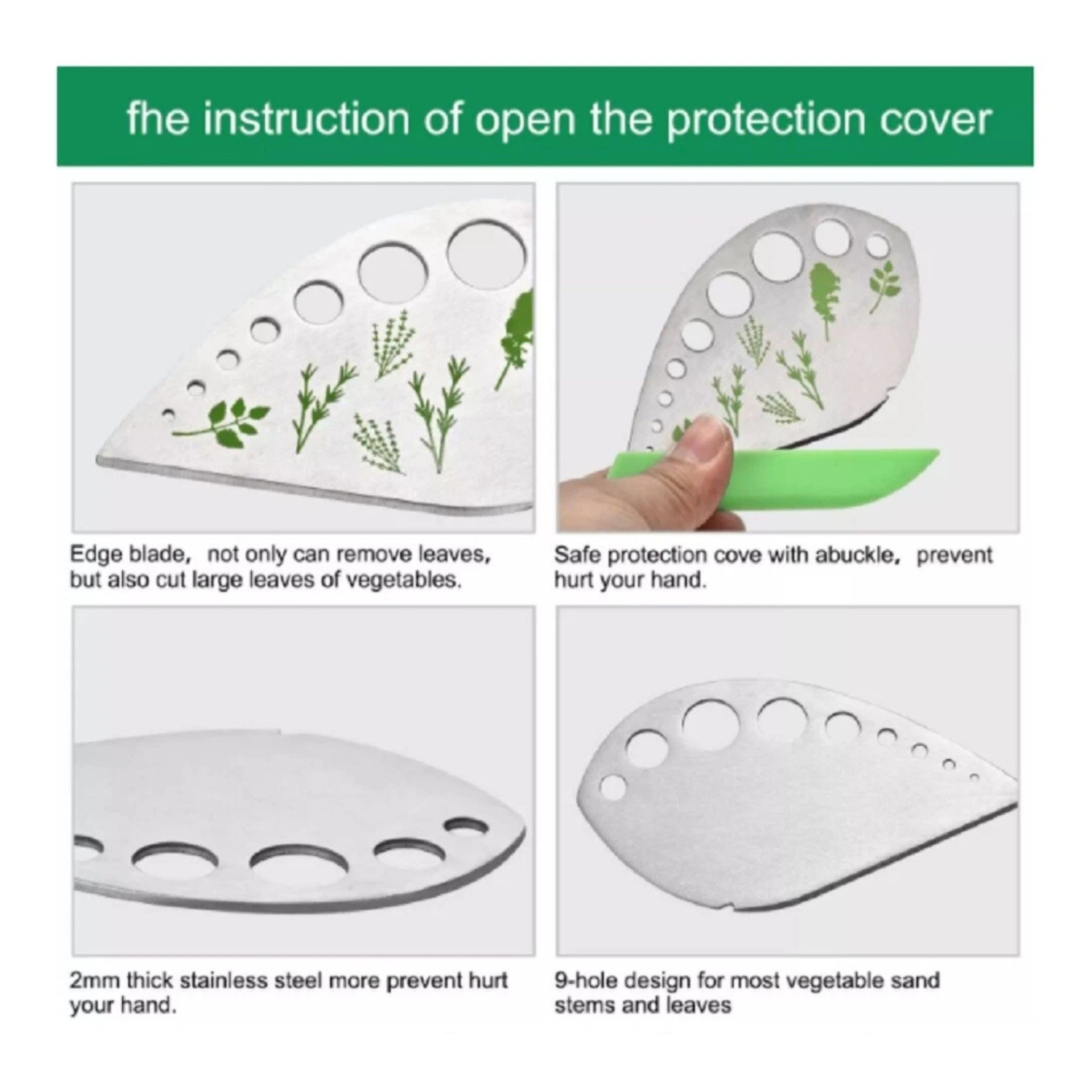 Home Collection 9-Hole Stainless Steel Herb Stripper Kale Leaf & Stem Remover Tool