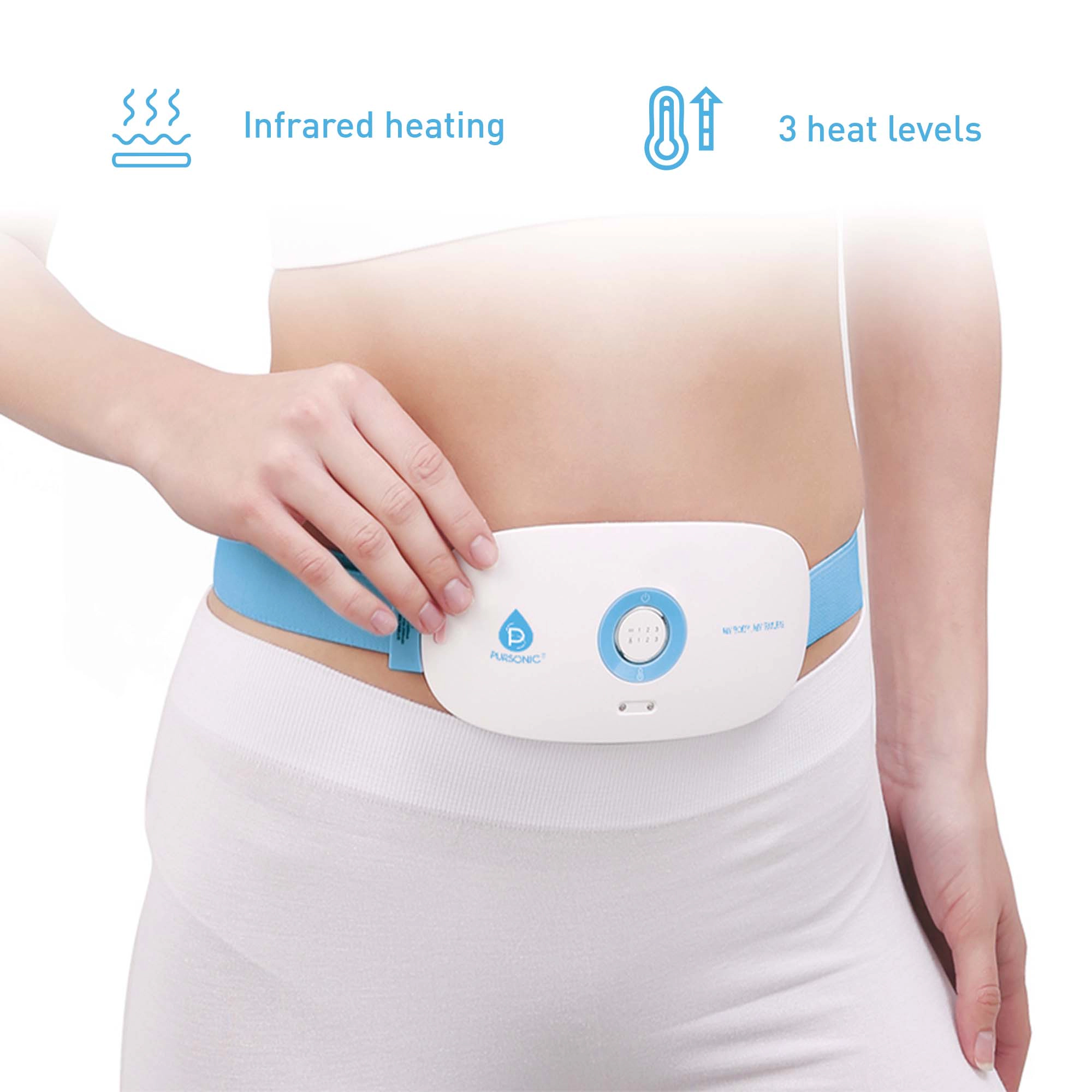 Pursonic Unisex Heated Massage Therapy Bundle: Shiatsu Chair Cushion Massager & Rechargeable Stomach/Back Massager