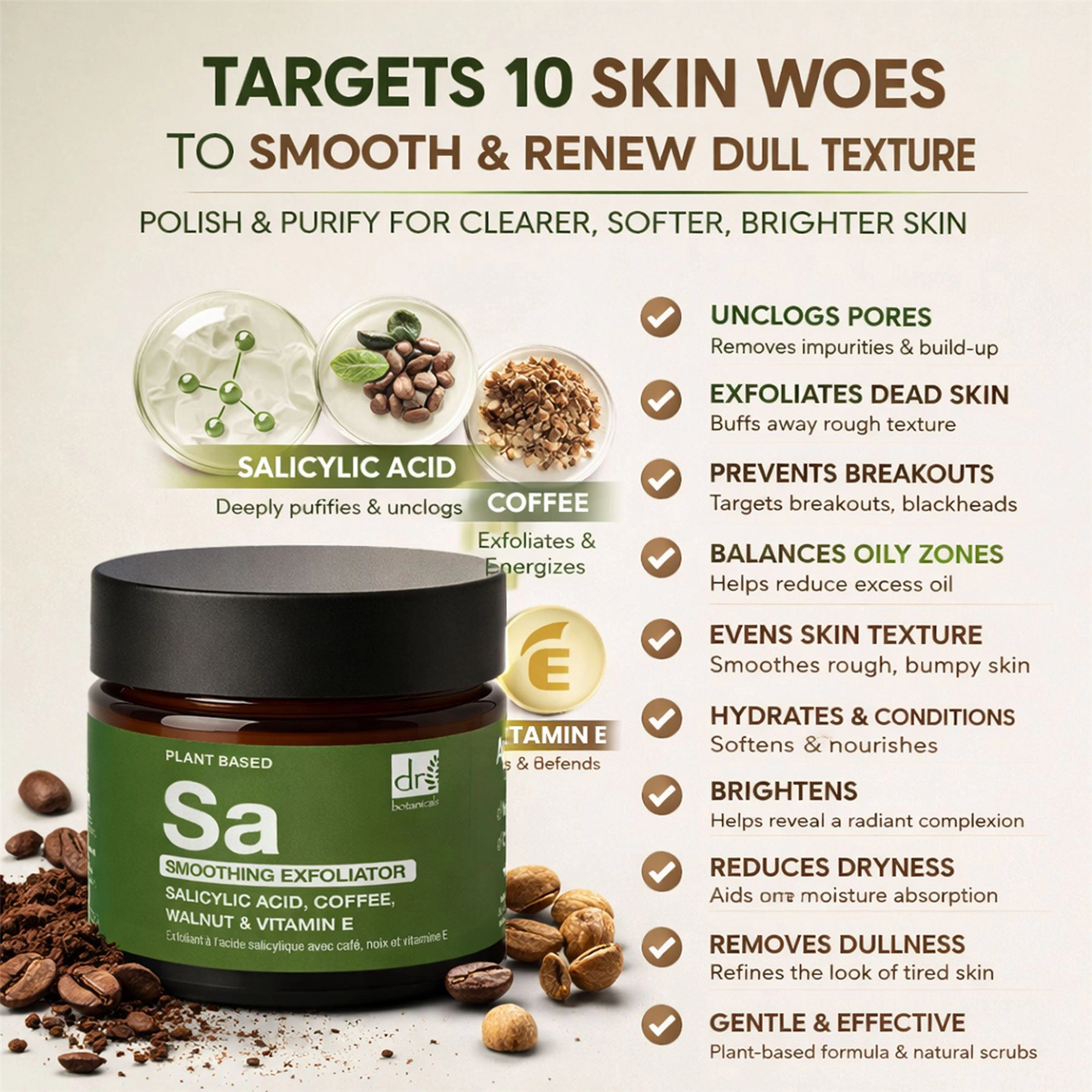 Dr. Botanicals Salicylic Acid Exfoliator with Coffee, Walnut & Vitamin E 30ml