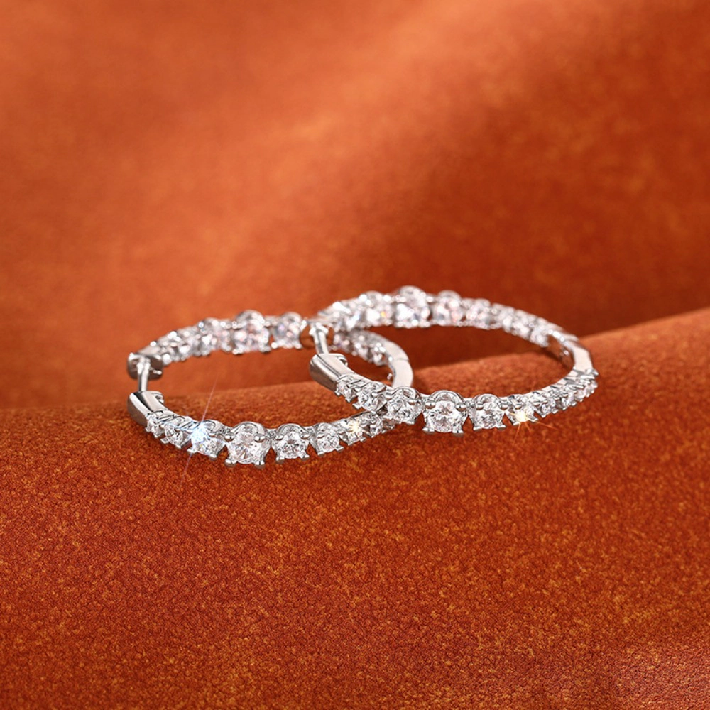 Full Dazzling Cubic Zirconia Hoop Earring