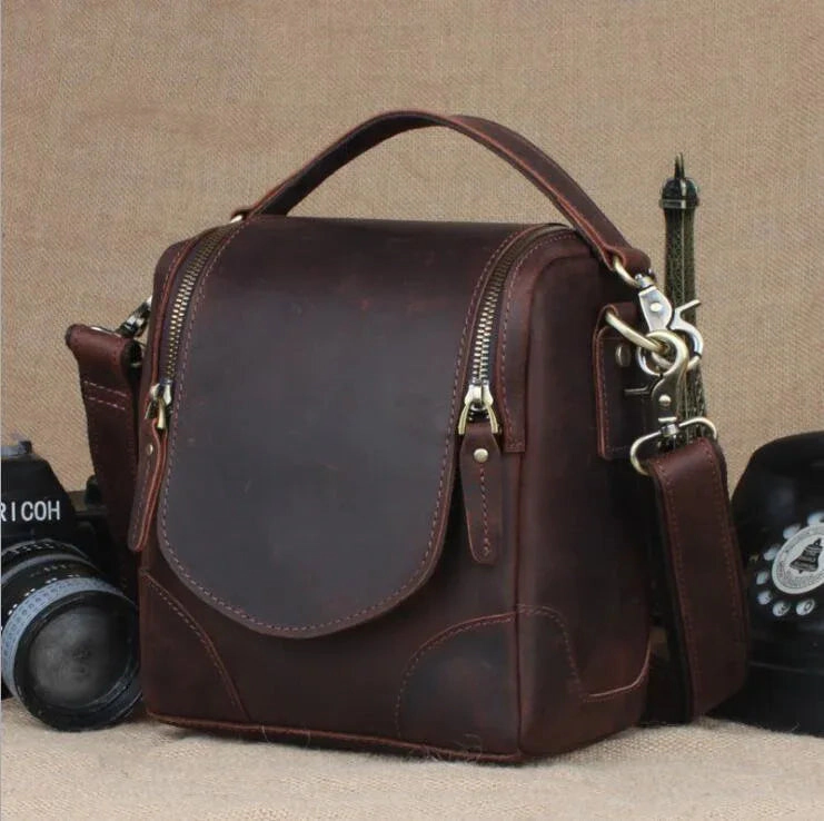 Steel Horse Leather Unisex The Calista | Small Leather Camera Bag - Leather Camera Lens Case