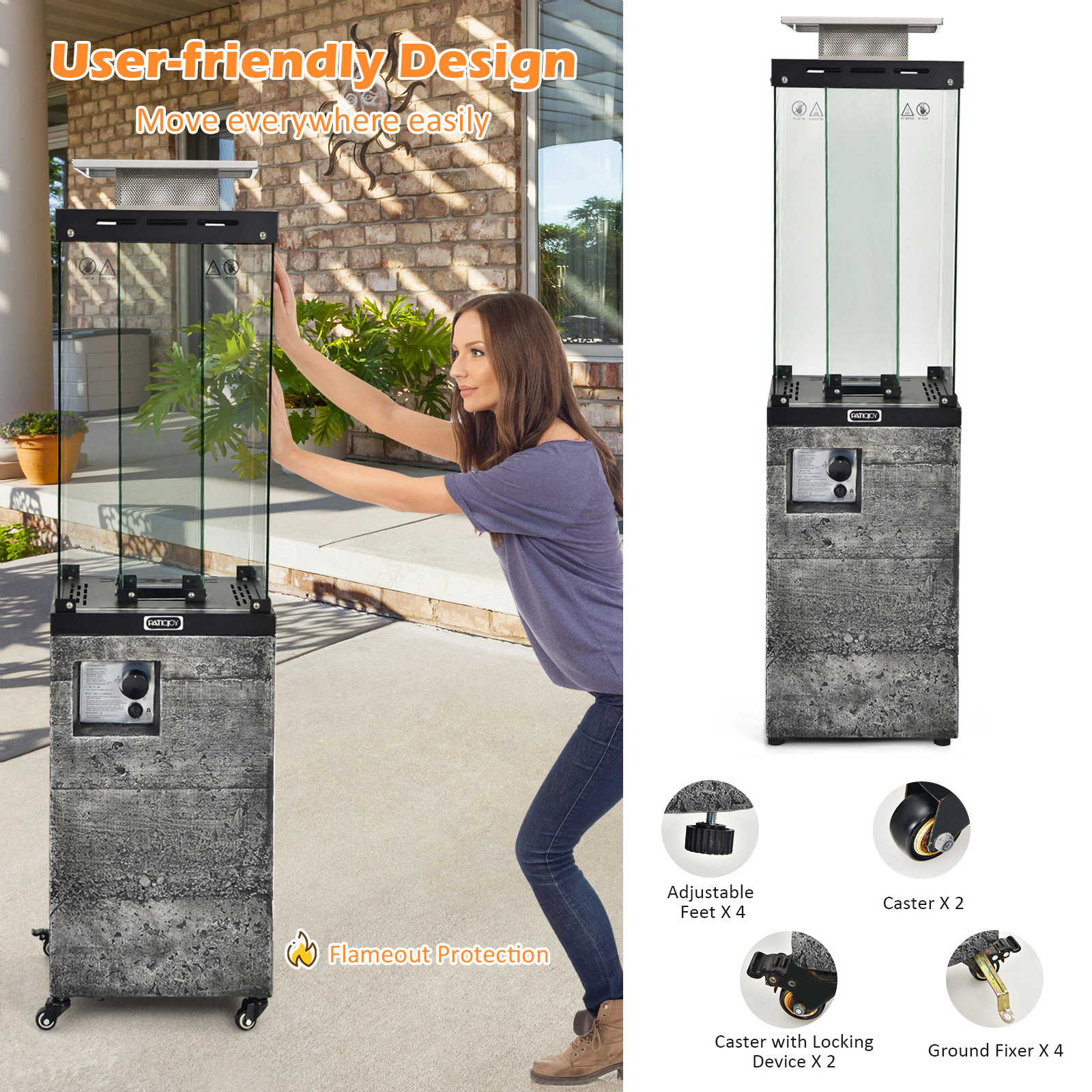 LJG 41 000 BTU Propane Patio Heater with Metal Hood