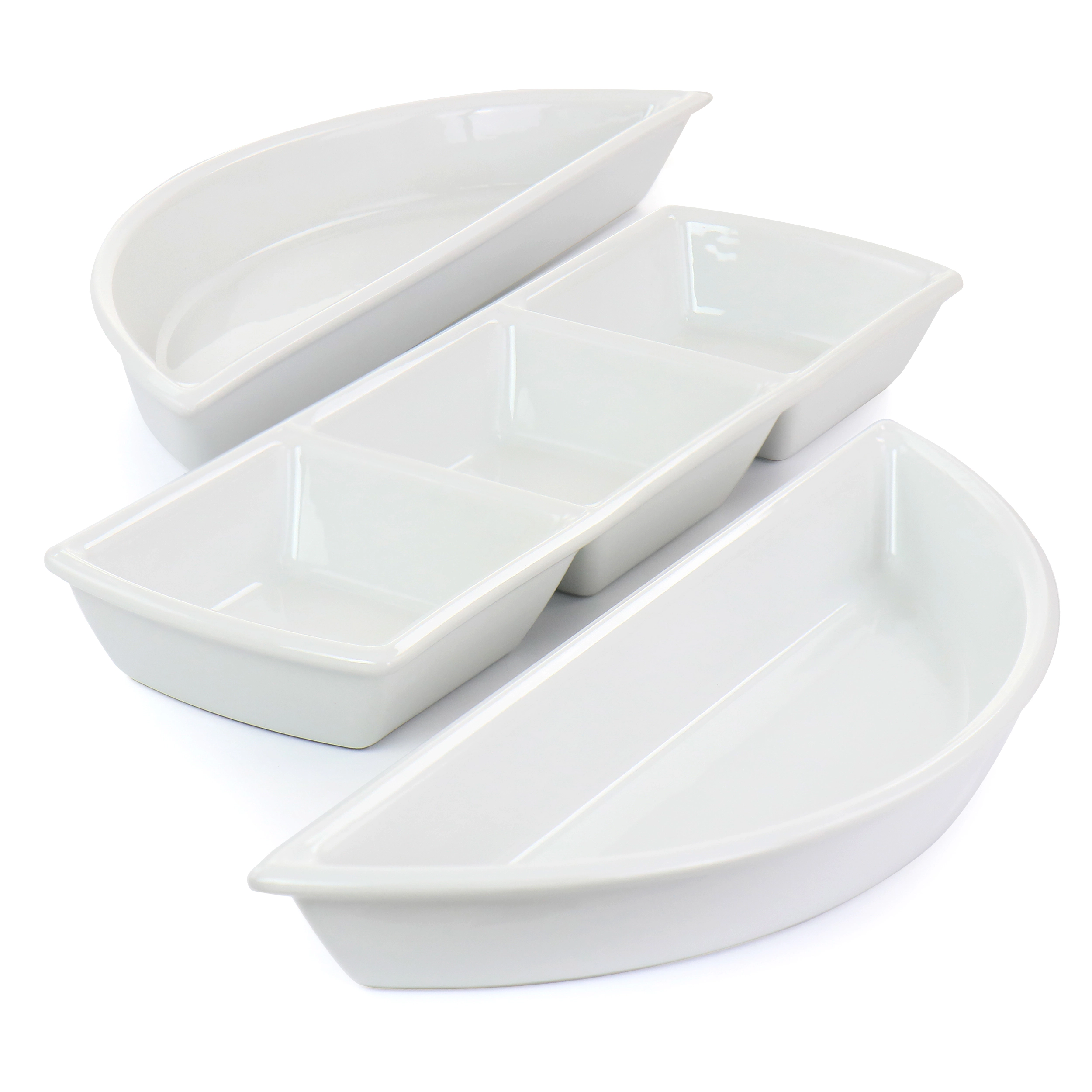 Gibson Elite Gracious Dining 4 Piece Fine Ceramic Sectional Tray Set with Acacia Wood Base