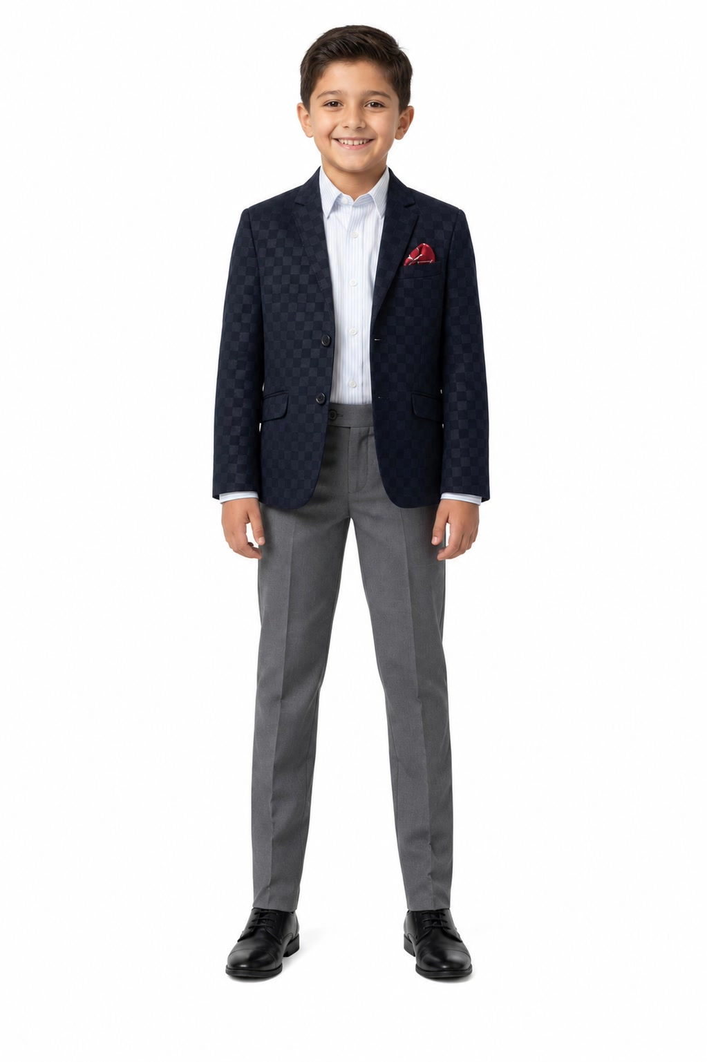 Elie Balleh Boys Slim Fit Gingham Blazer