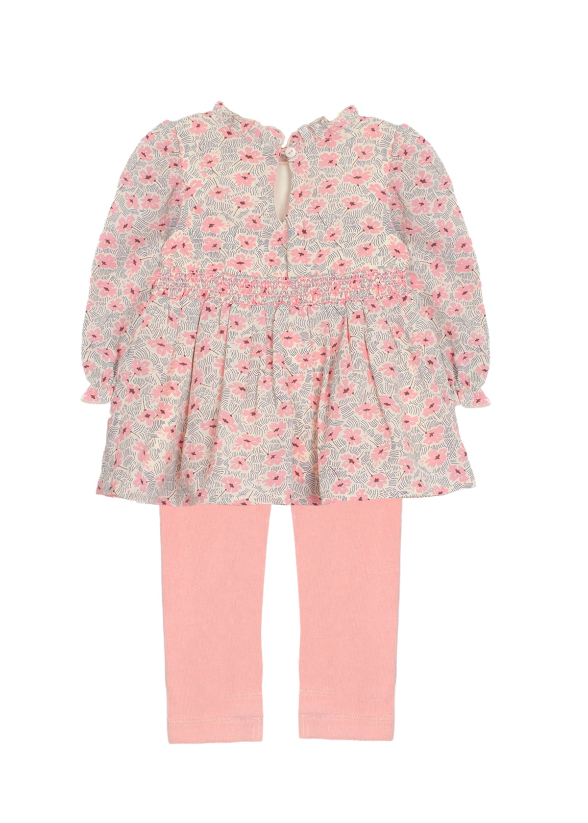 Mabel and Honey Girls Magnolia Floral Chiffon Top Knit Pants 2-Piece Set