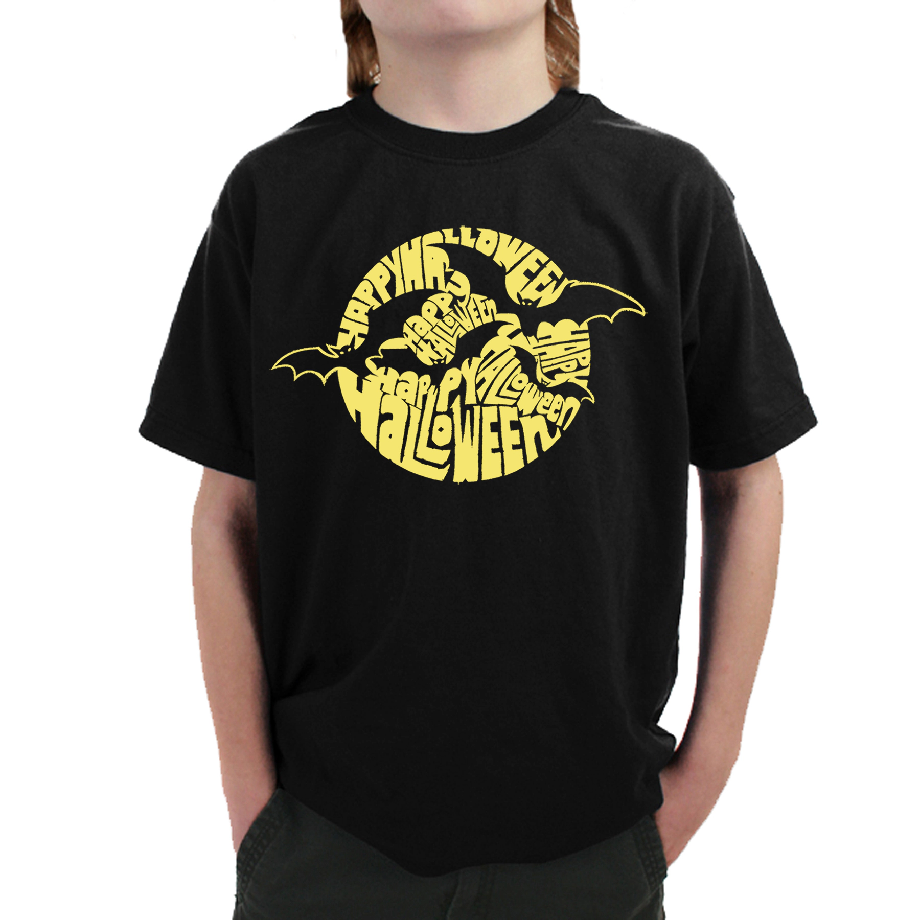 LA Pop Art Boy's Word T-Shirt -  Halloween Bats