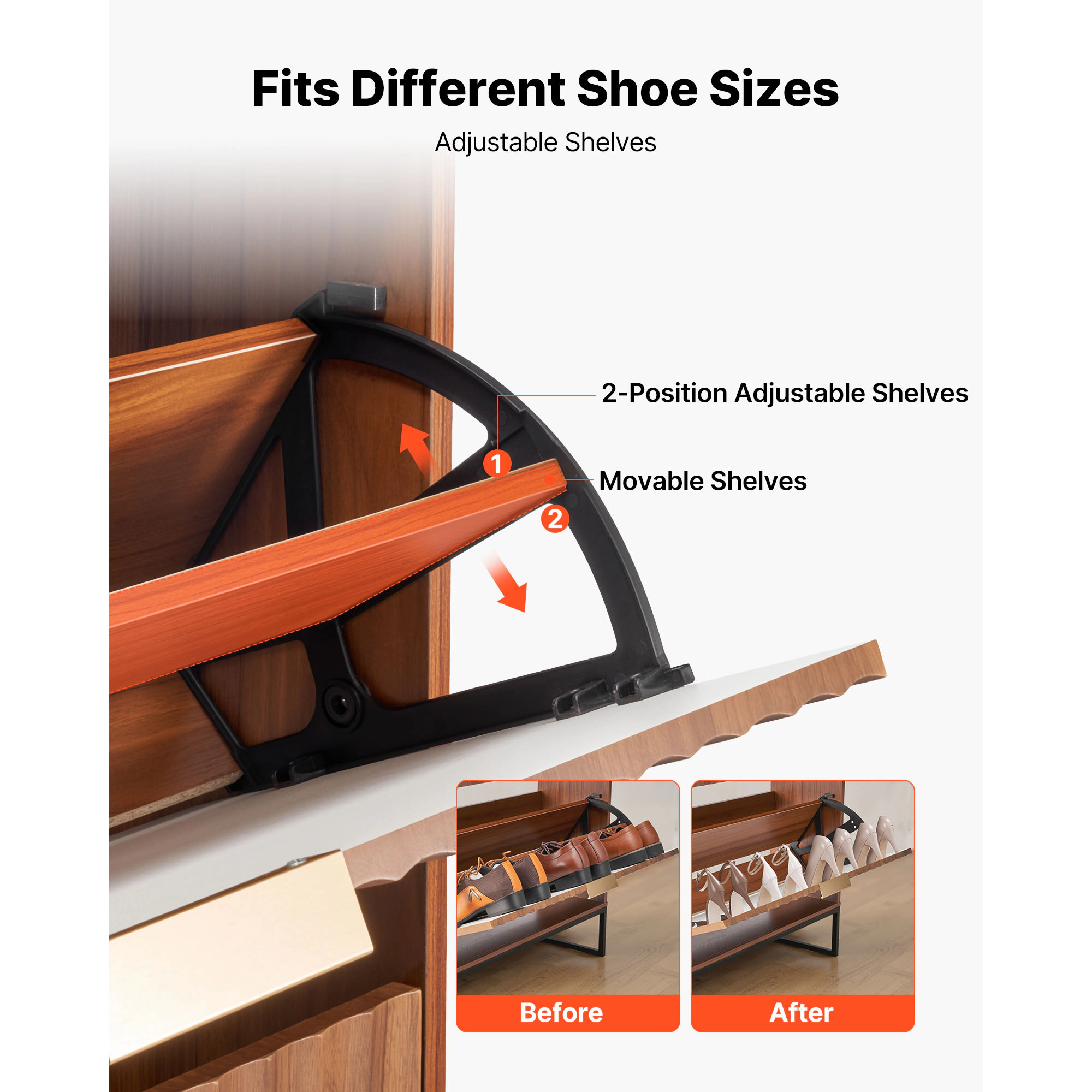 HONGGE Shoe Cabinet with 2 Flip Drawers Shoes Storage Cabinet with Anti-Tipping Device Freestanding Shoe Organizer