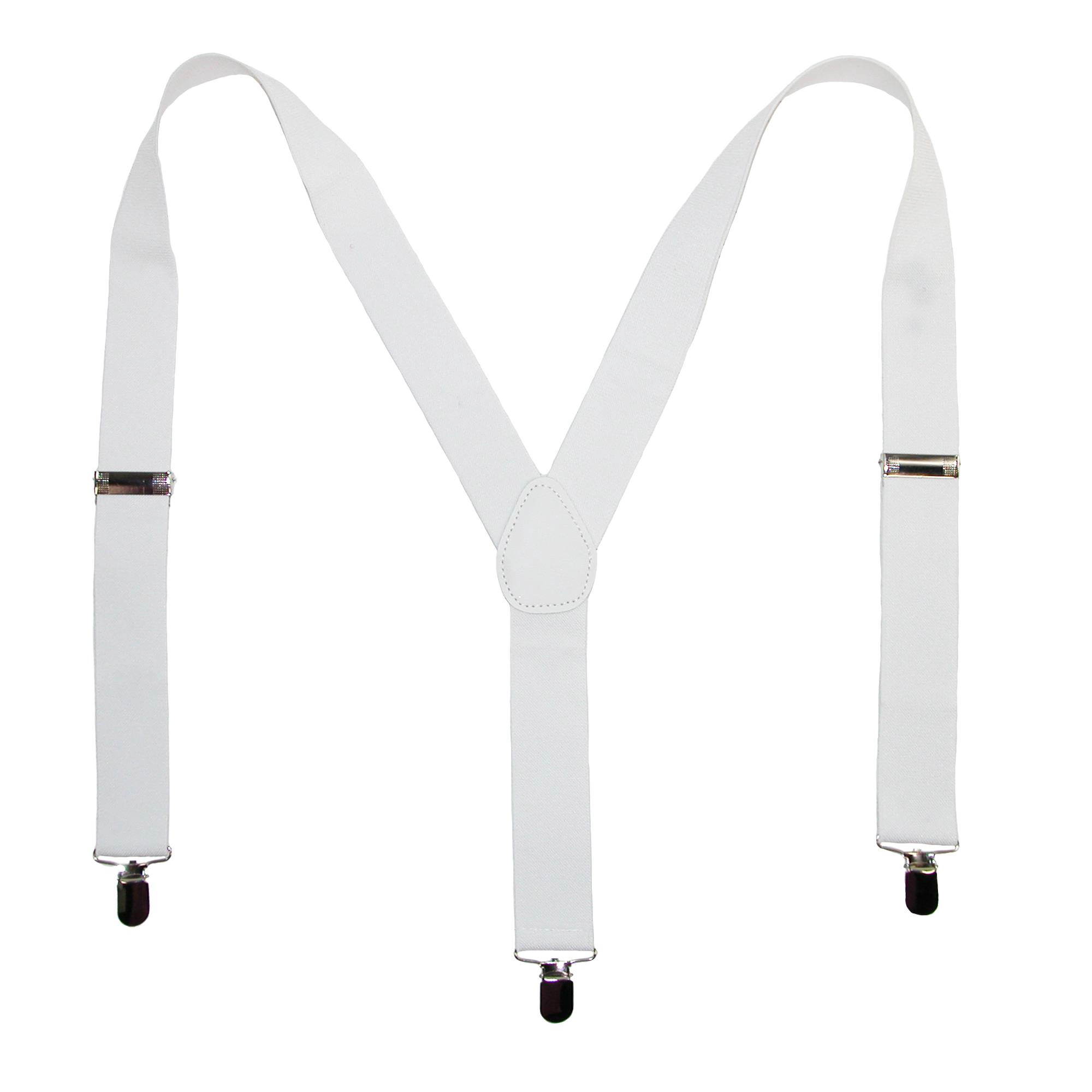 CTM Elastic Solid White Clip-End Suspenders