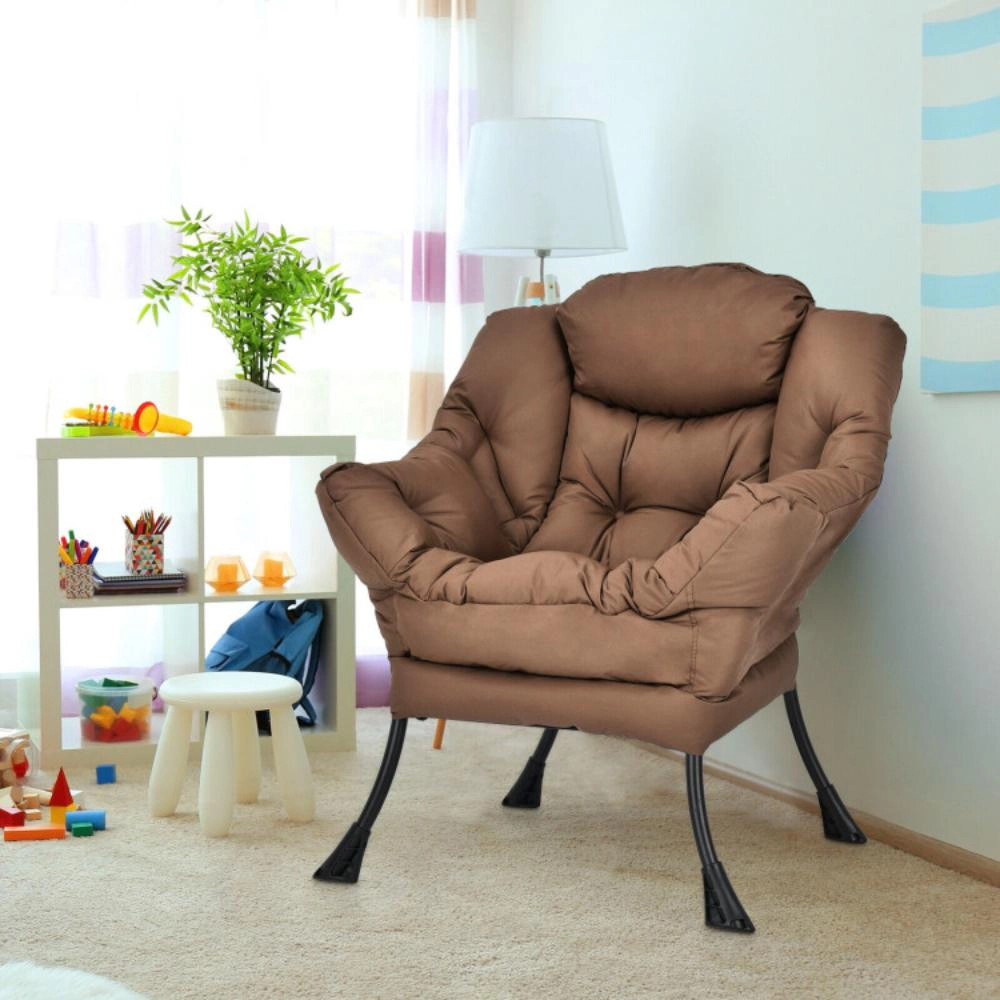 Hivvago Soft Fabric Lounge Chair with Sturdy Metal Frame and Pocket