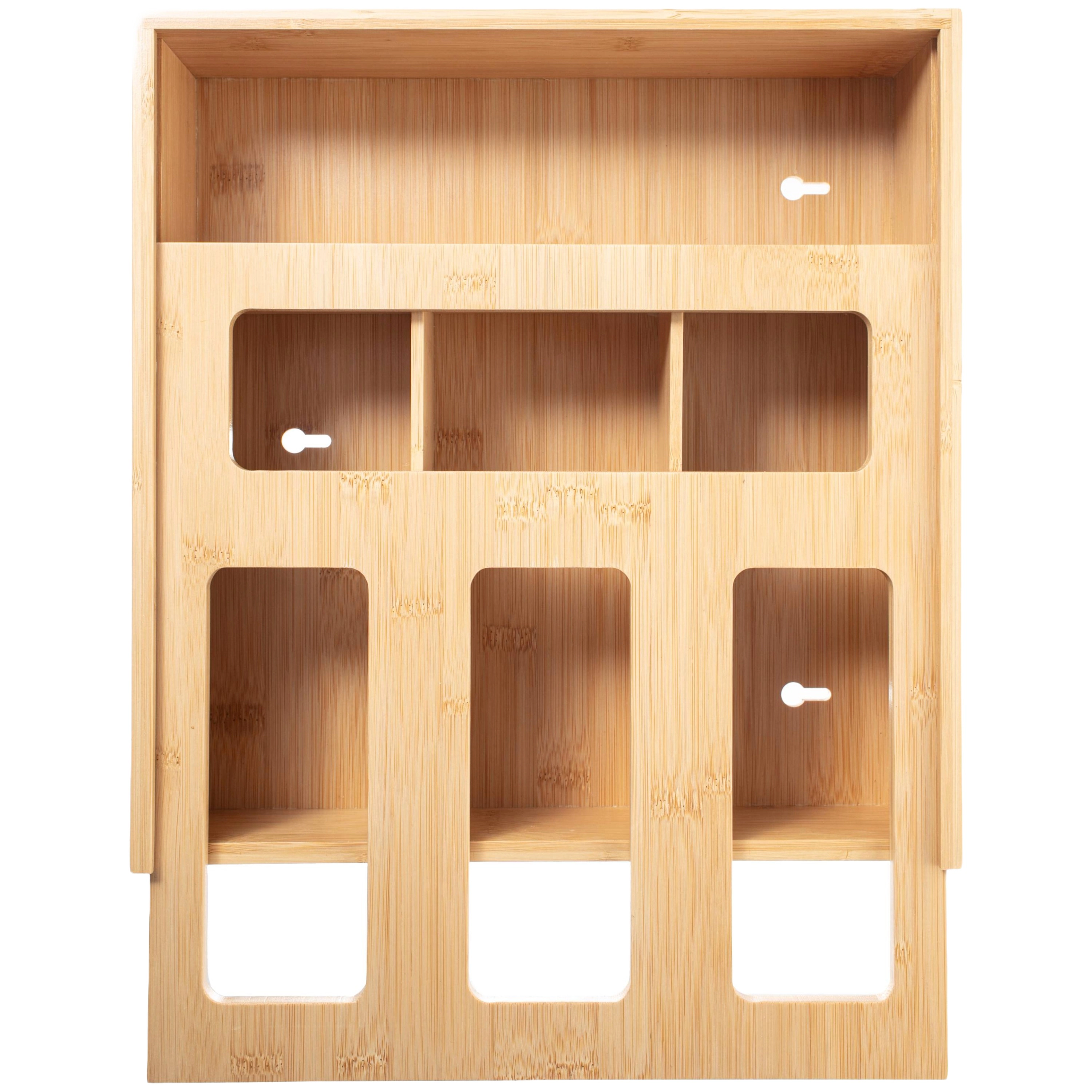 Luminuxe Bamboo Food Bag Storage Organizer, Durable Non‑Slip Kitchen Drawer Dispenser for Gallon, Quart Sandwich & Snack