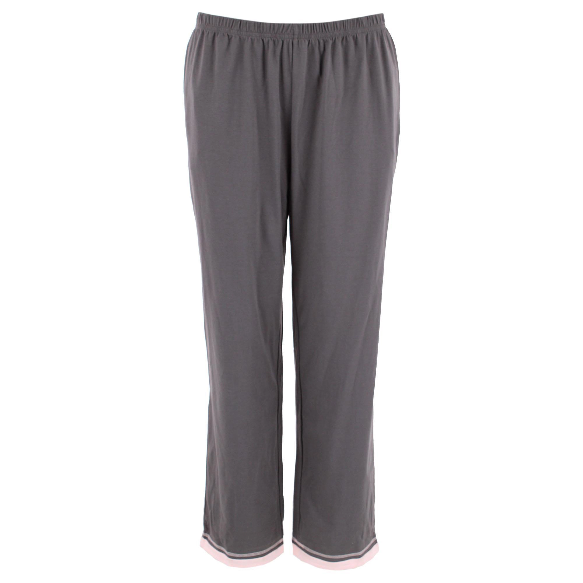 CTM Women's Cotton Blend Long Sleeve V-Neck Pajama Set