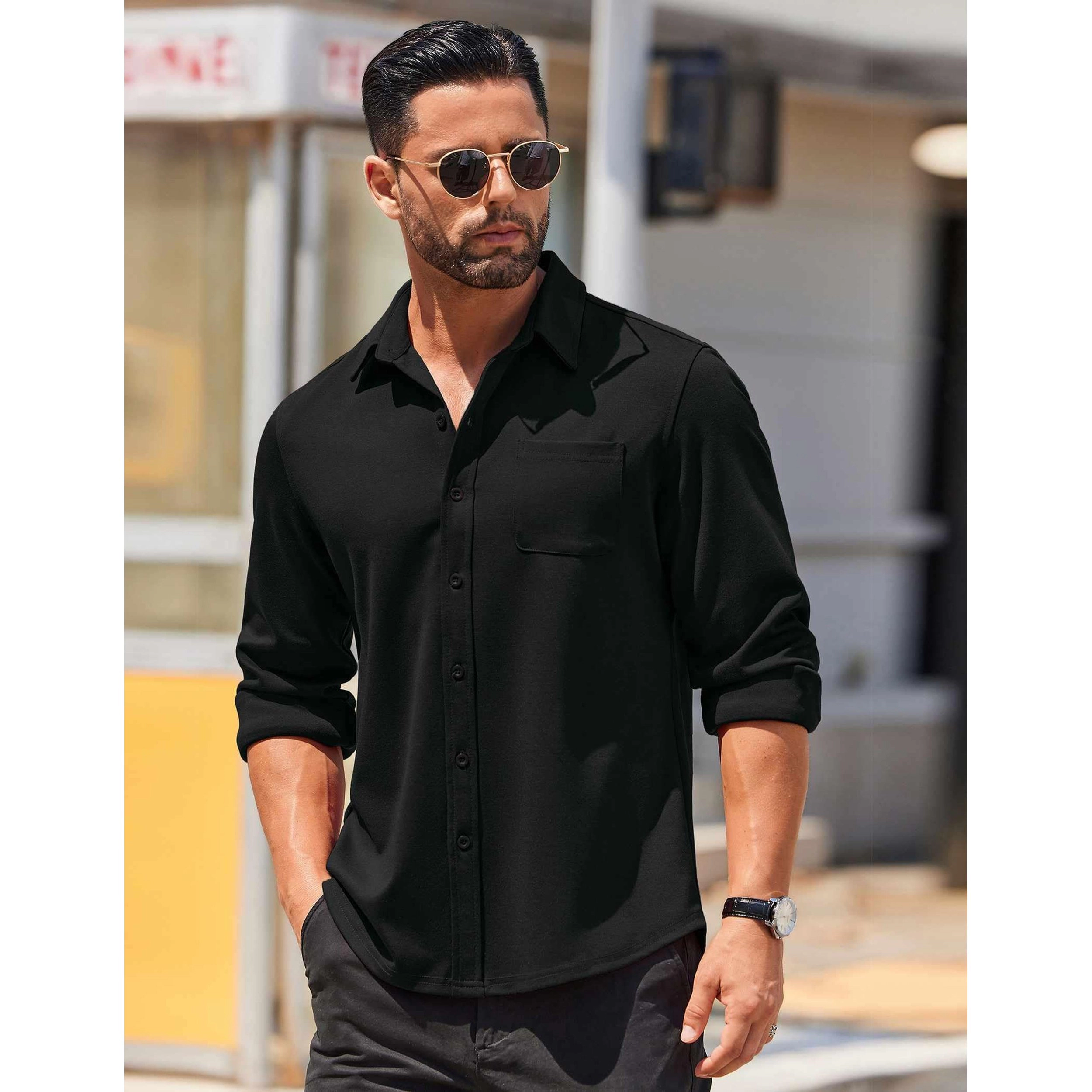 COOFANDY Men's Regular Fit Long Sleeve Button Front Shirt