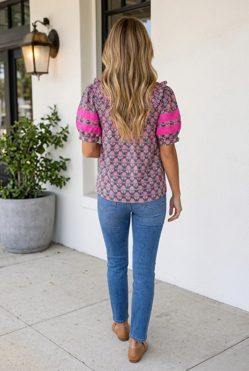 Threaded Pear Women's Caylee Puff Sleeve Top