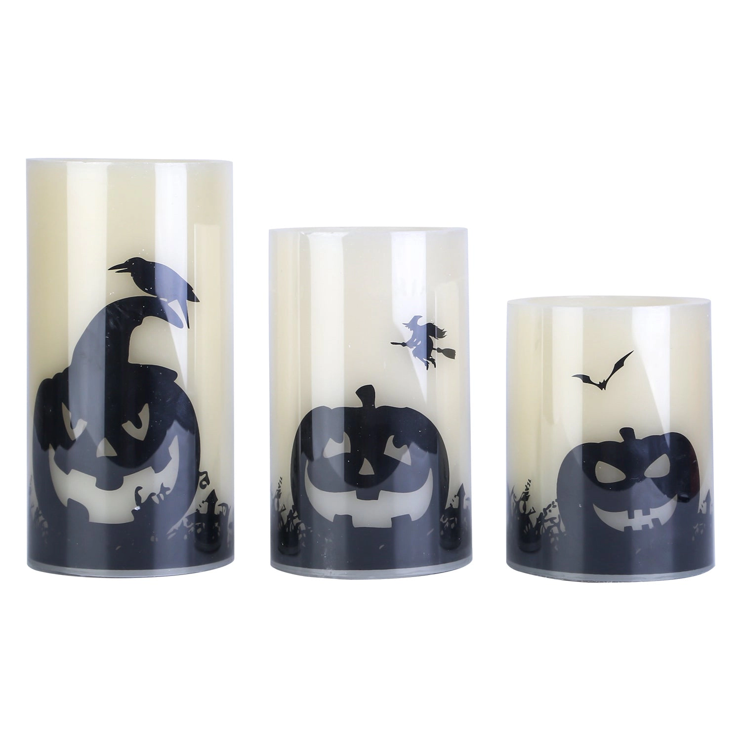 GBruno 3-Pack Timer Halloween Flameless Candle Lamps