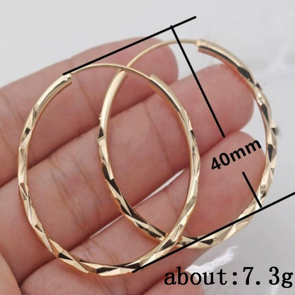 Faceted Twisted Textured Oval Hoop Earrings for Women