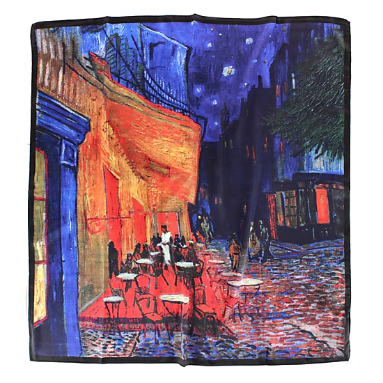 The Magic Scarf Company Women's Van Gogh Cafe Terrace Print Silky Scarf