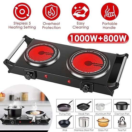 IMounTEK Unisex Portable Double Burner Hot Plate