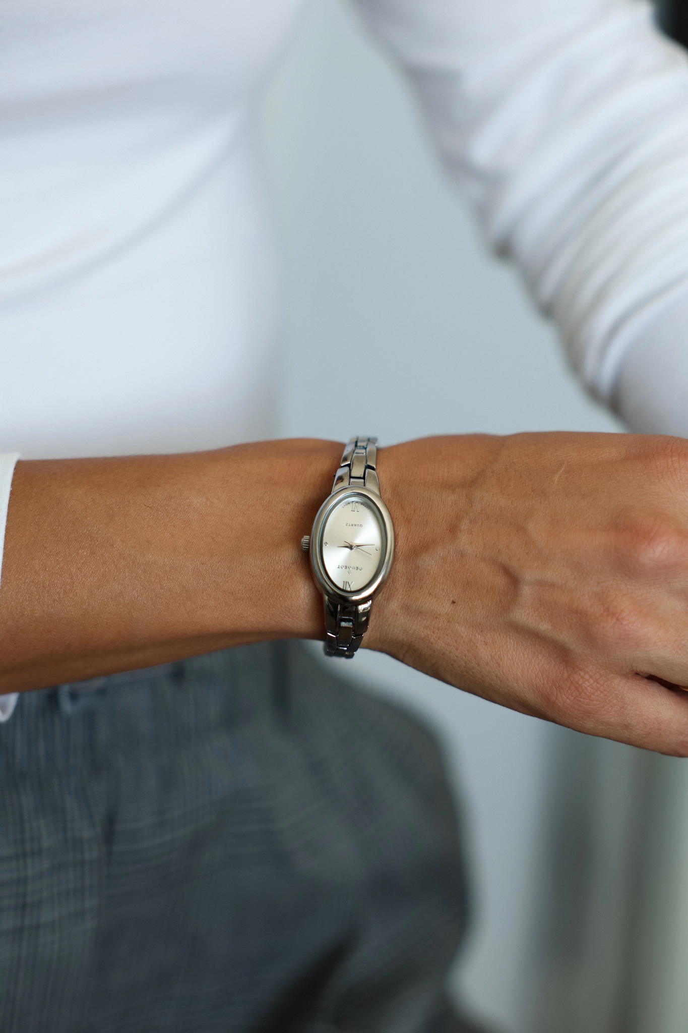 Peugeot Women's Silver 30x25mm Oval Dial Link Bracelet Watch