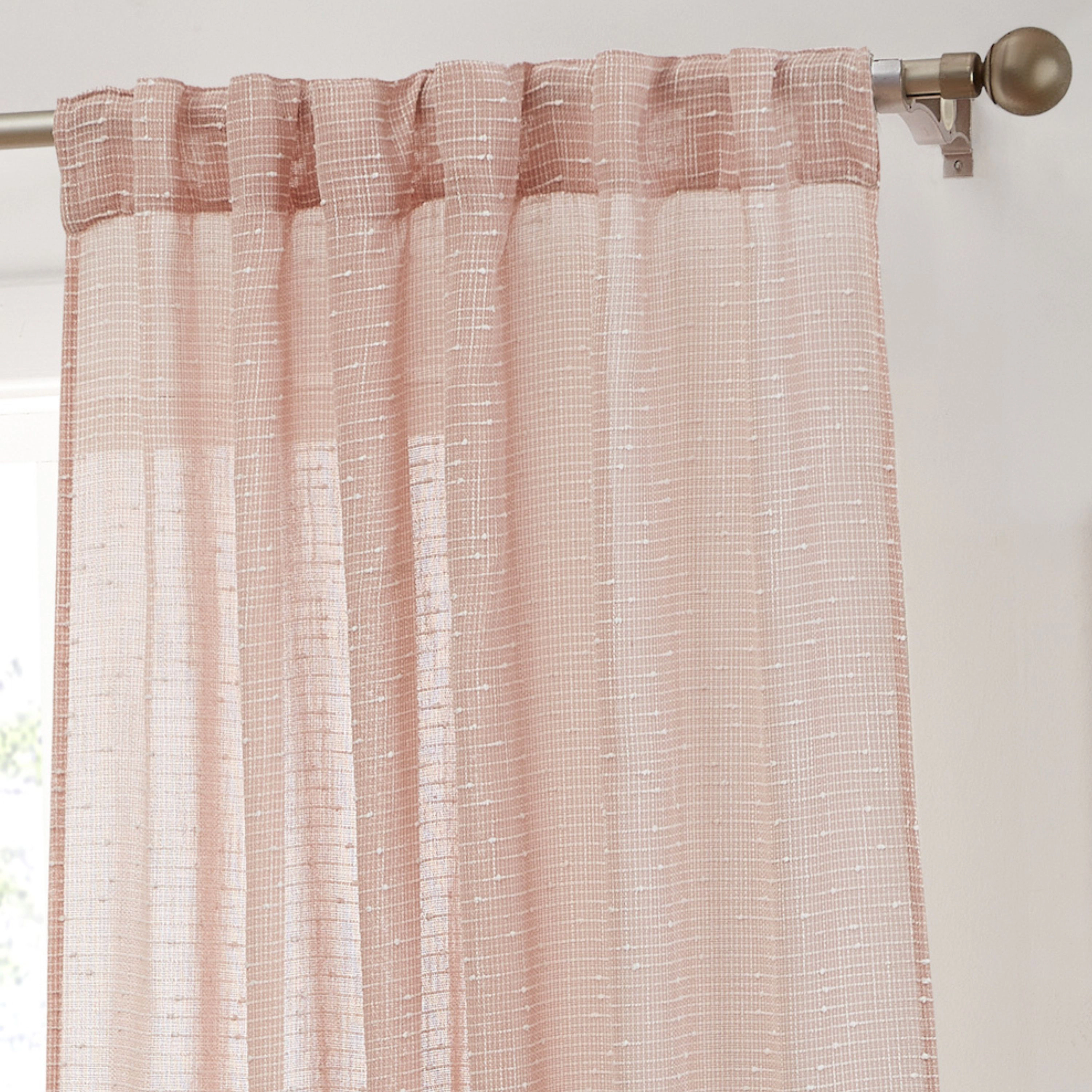 HLC.ME Emily Faux Linen Semi Sheer Light Filtering Transparent Grommet Lightweight Window Curtains Panels - Set of 2