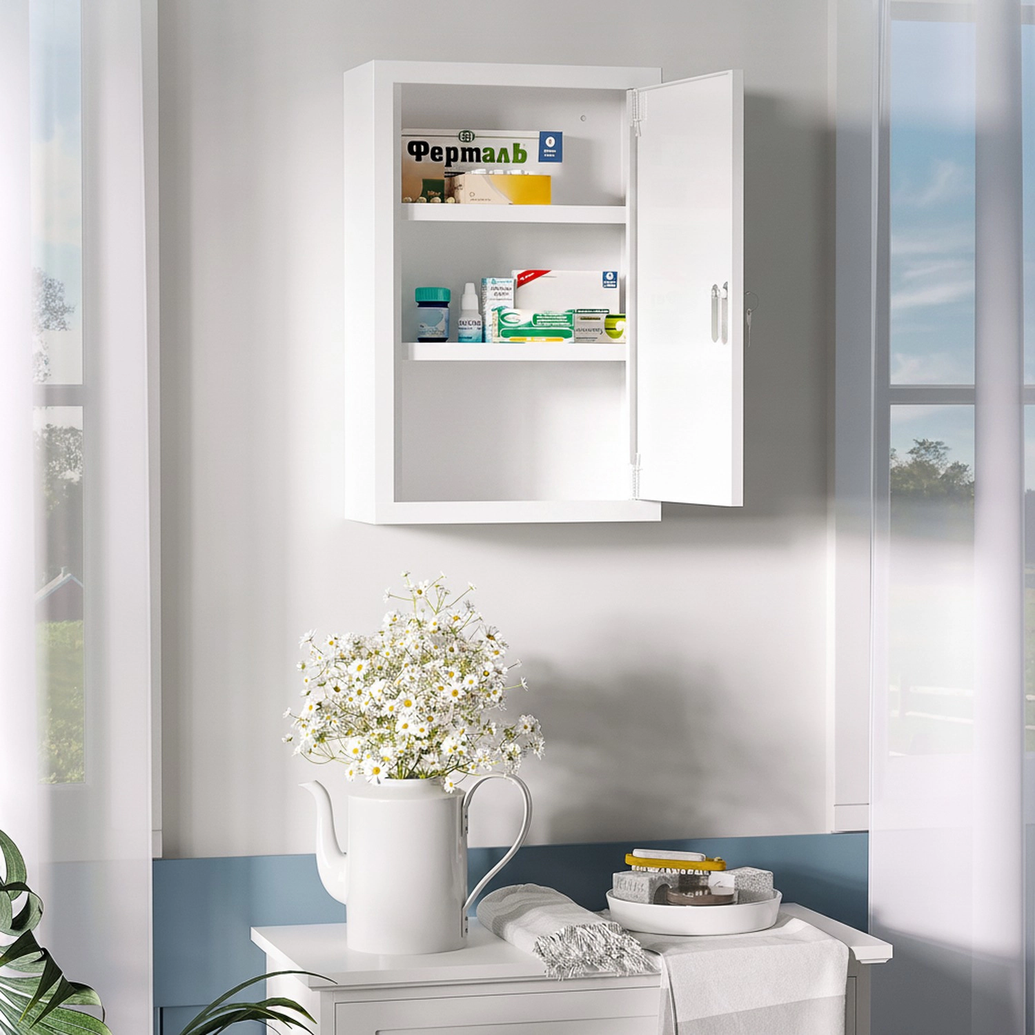 HONGGE Medicine Cabinet Wall with for Bathroom