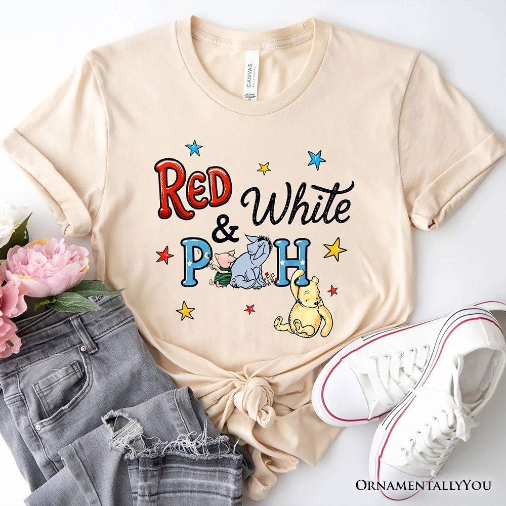 OrnamentallyYou Womens Red White & Proud" Patriotic 4th Of July Winnie-The-Pooh T-Shirt