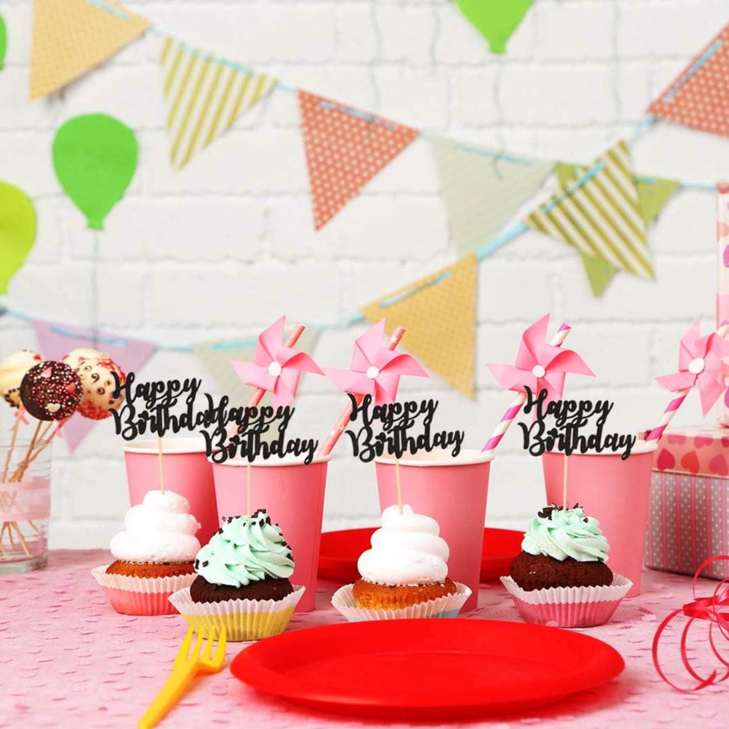 Stock Preferred Pack of 24 Happy Birthday Cupcake Toppers and Cake Picks Party Decorations