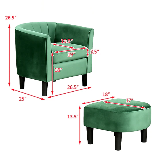 Hivvago Teddy Fabric Armchair with Matching Footrest