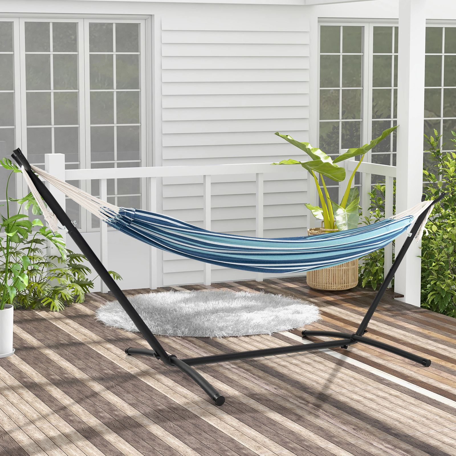 Hivvago Portable Indoor Outdoor 2-Person Double Hammock Set with Stand and Carrying Cases