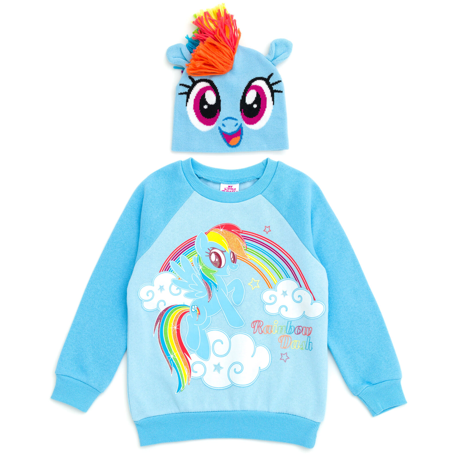 My Little Pony Rainbow Dash Girls' Cosplay Fleece 2-Piece Sweatshirt and Hat Set