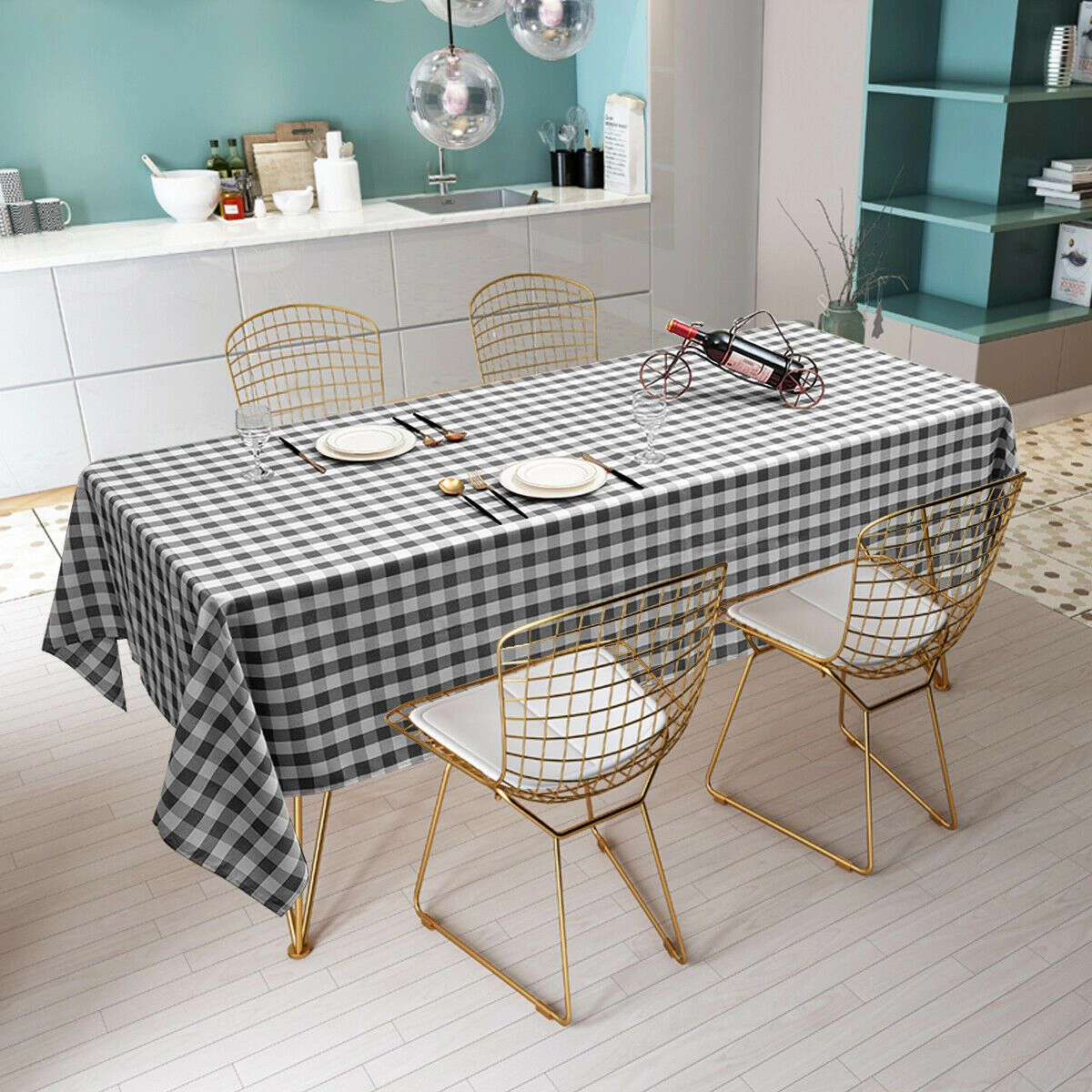 SlickBlue 10 Pieces Black Polyester Tablecloth, Machine Washable Table Cover