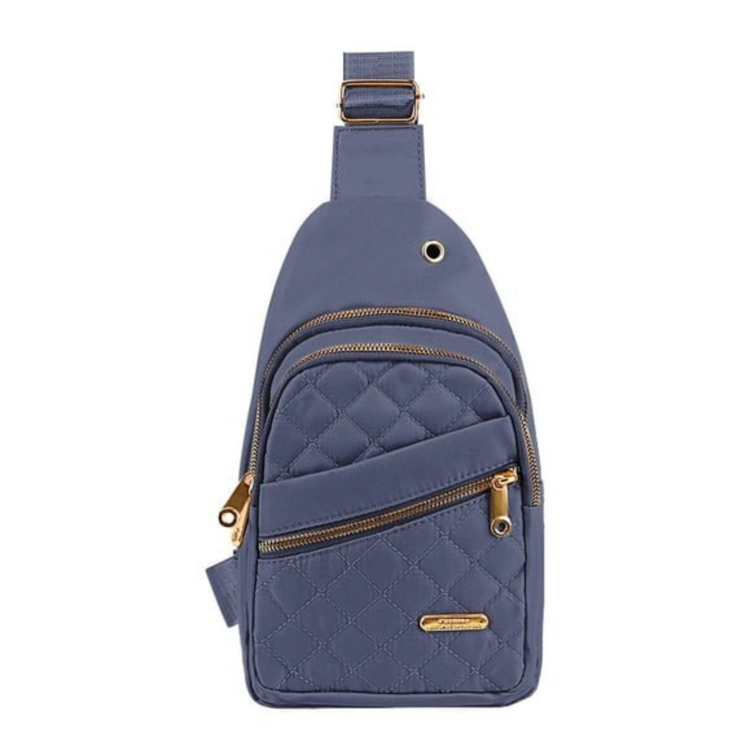 Home Collection Women’s Quilted Nylon Crossbody Sling Bag with 3 Zipper Pockets
