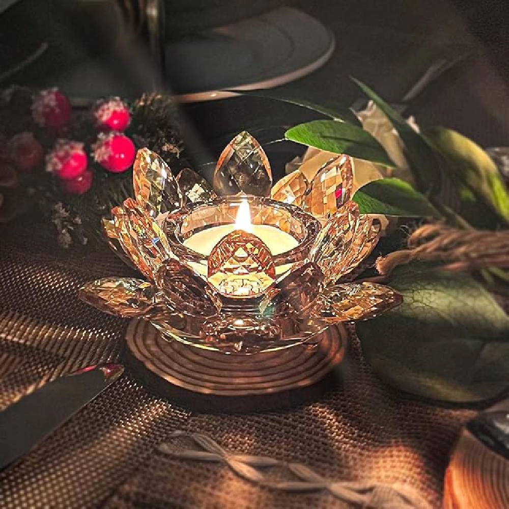 Arcana Aramun Crystal Lotus Tealight Candle Holders
