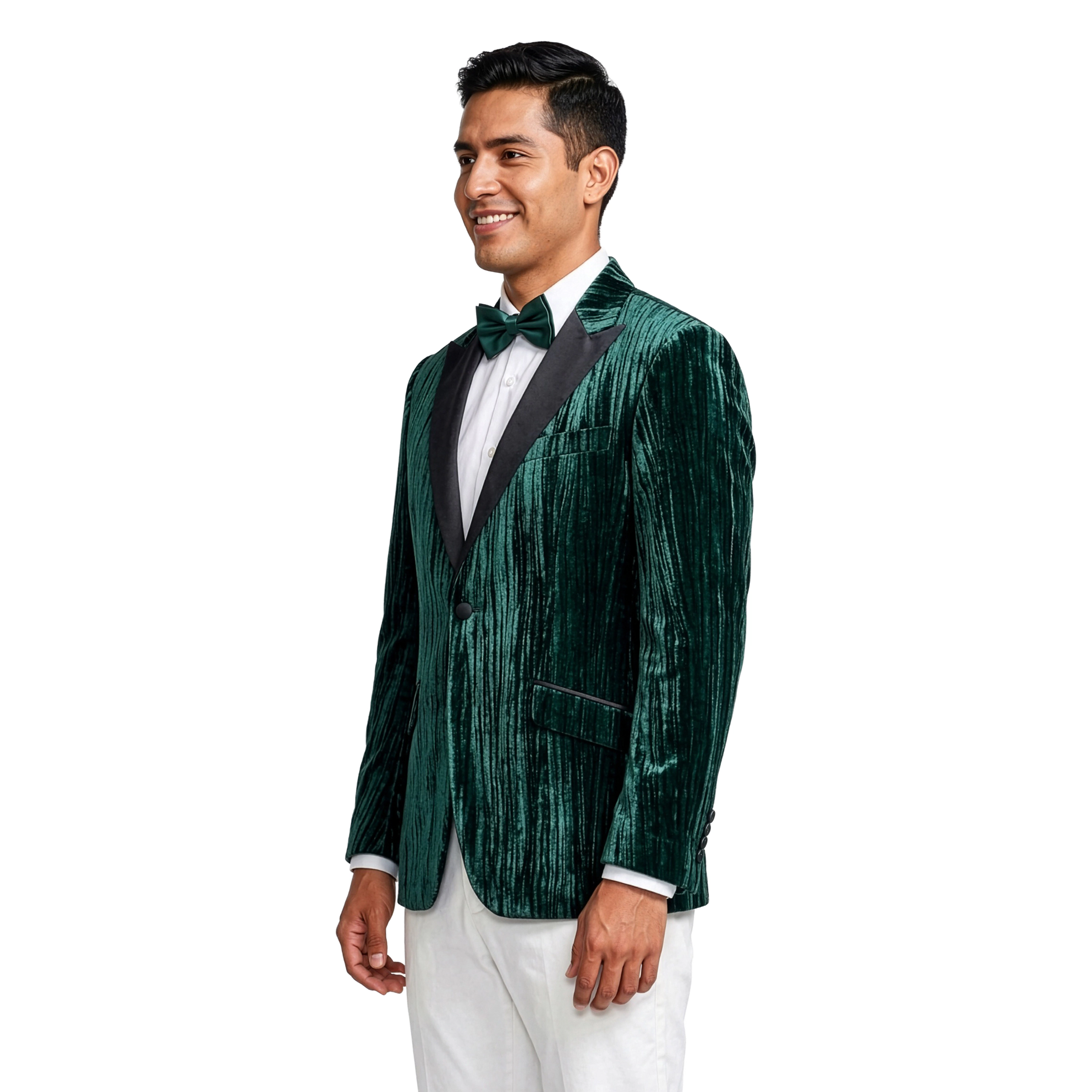 Tazzio Mens Velvet Satin Peak Lapel Tuxedo Jacket
