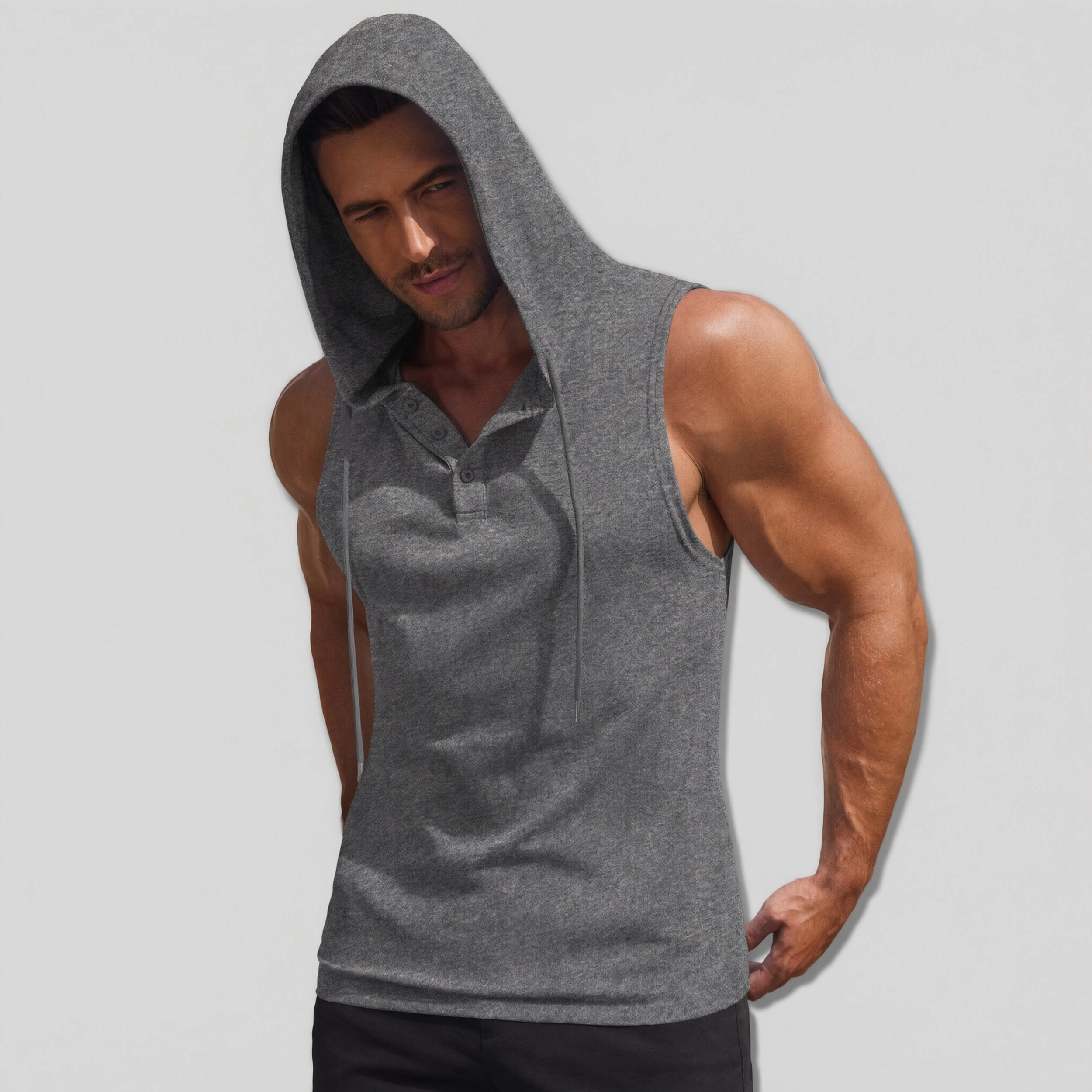 COOFANDY Men's Athletic Fit Sleeveless Hooded Polo Tank Top