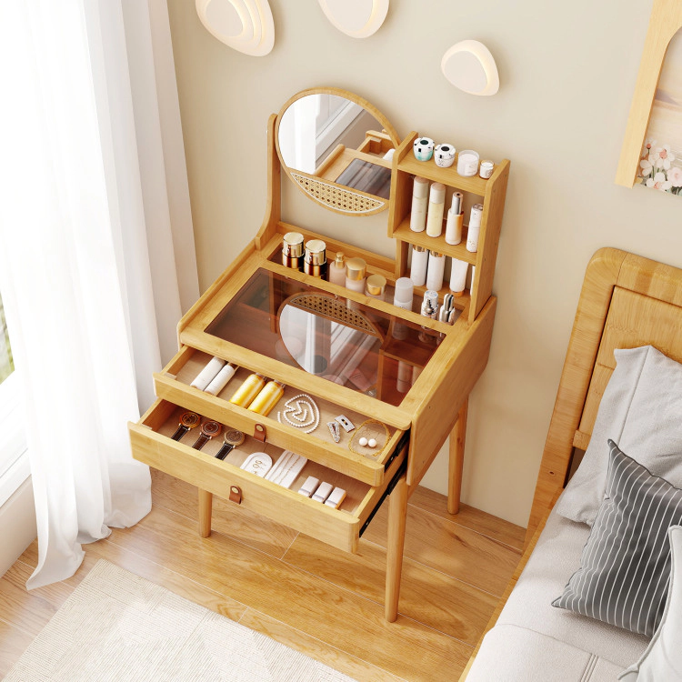 Hivvago Small Vanity Desk 23.5 Inch Compact Makeup Table With Mirror