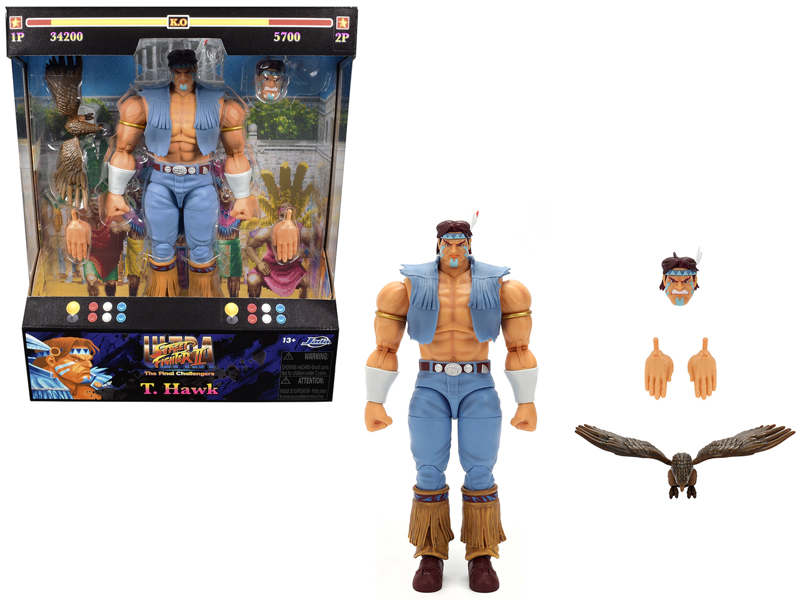 Jada T. Hawk 7.5" Moveable Figure with Accessories and Alternate Head and Hands "Ultra Street Fighter II: The