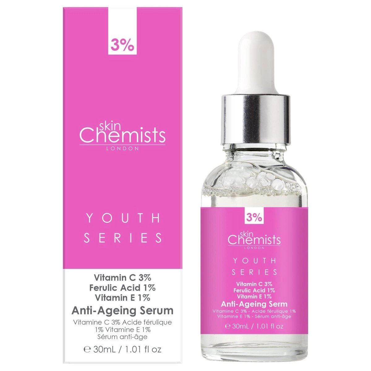 skinChemists Anti-Ageing Serum Vitamin C 3% Ferulic Acid 1% Vitamin E 1% 30ml