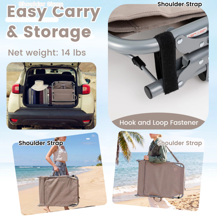 Hivvago Set Of 2 Tanning Chairs With Face Arm Holes Portable 4-Level Backrest