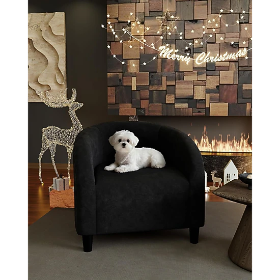 BebreezChic Barrel Accent Chairs Set of 2, Velvet Club Armchairs with U-Shaped Back & Curved Armrests