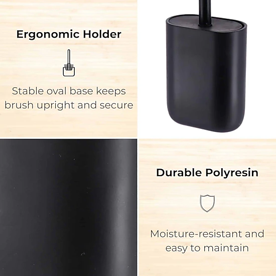 Evideco Oval Matte Polyresin Toilet Brush Set, 2-Piece