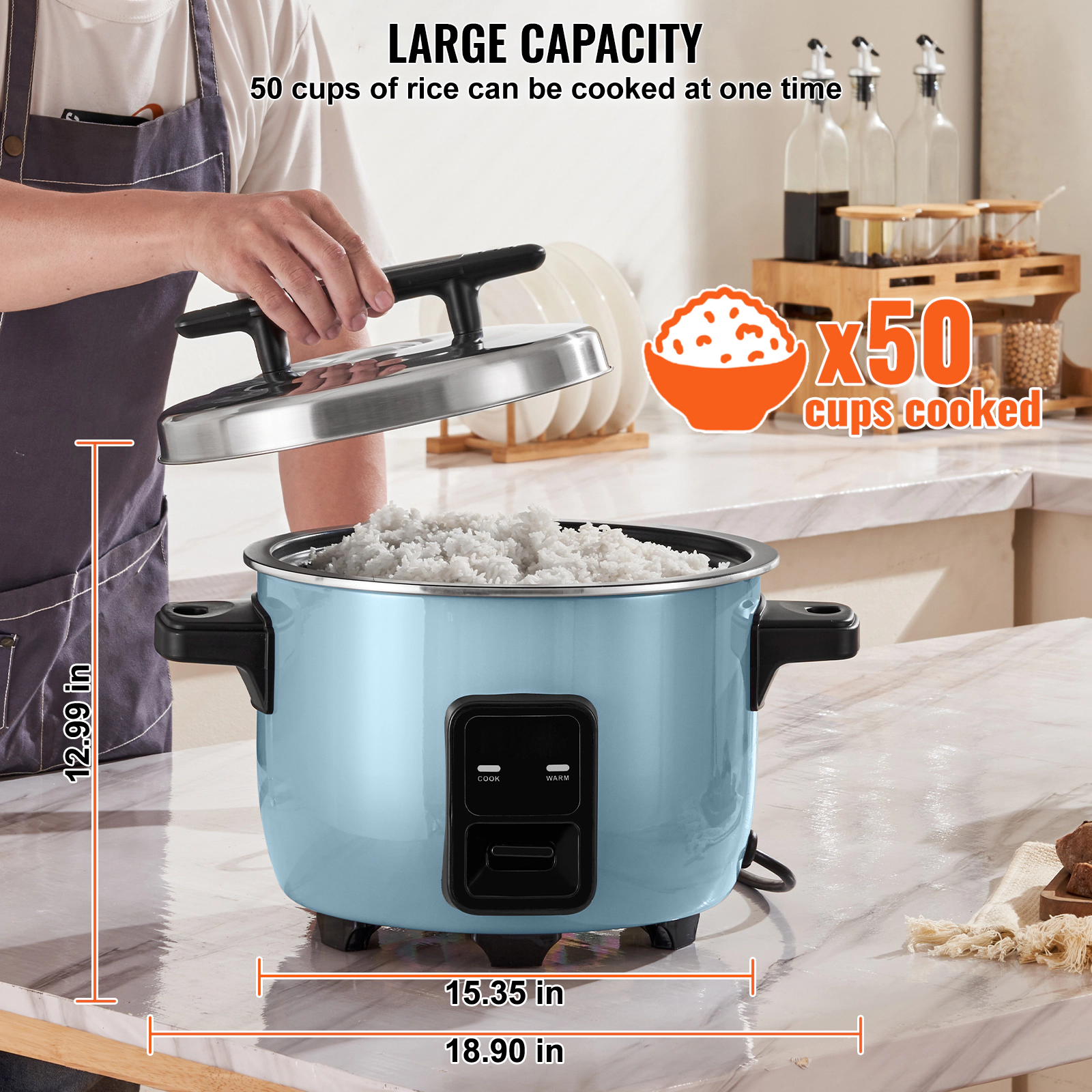 HONGGE Commercial Rice Cooker Rice Cooker / Large Rice Cooker and Warmer with Nonstick Inner Pot Fast Cooking and