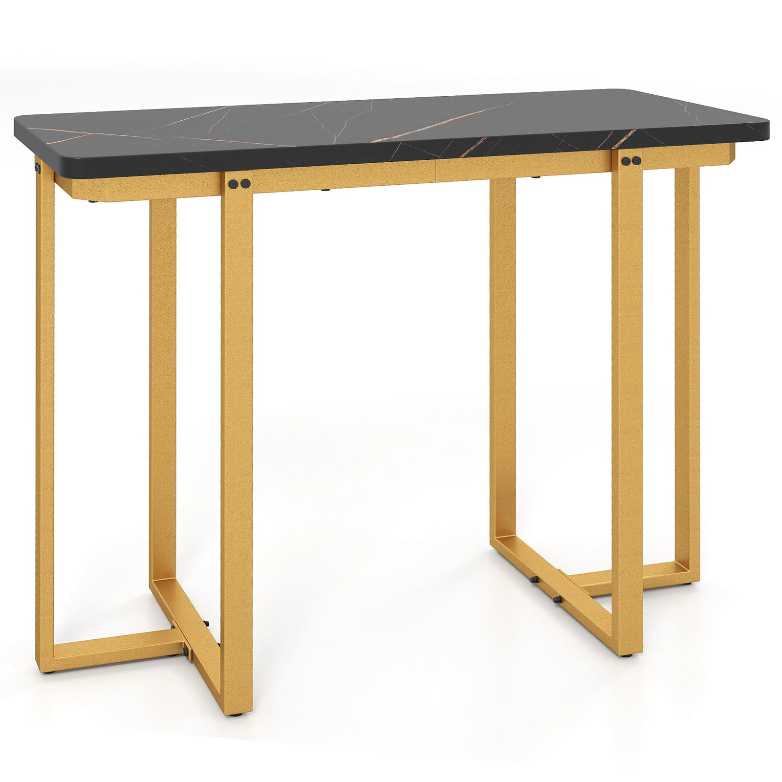 SlickBlue Entryway Console Table with Gold Metal Base Design
