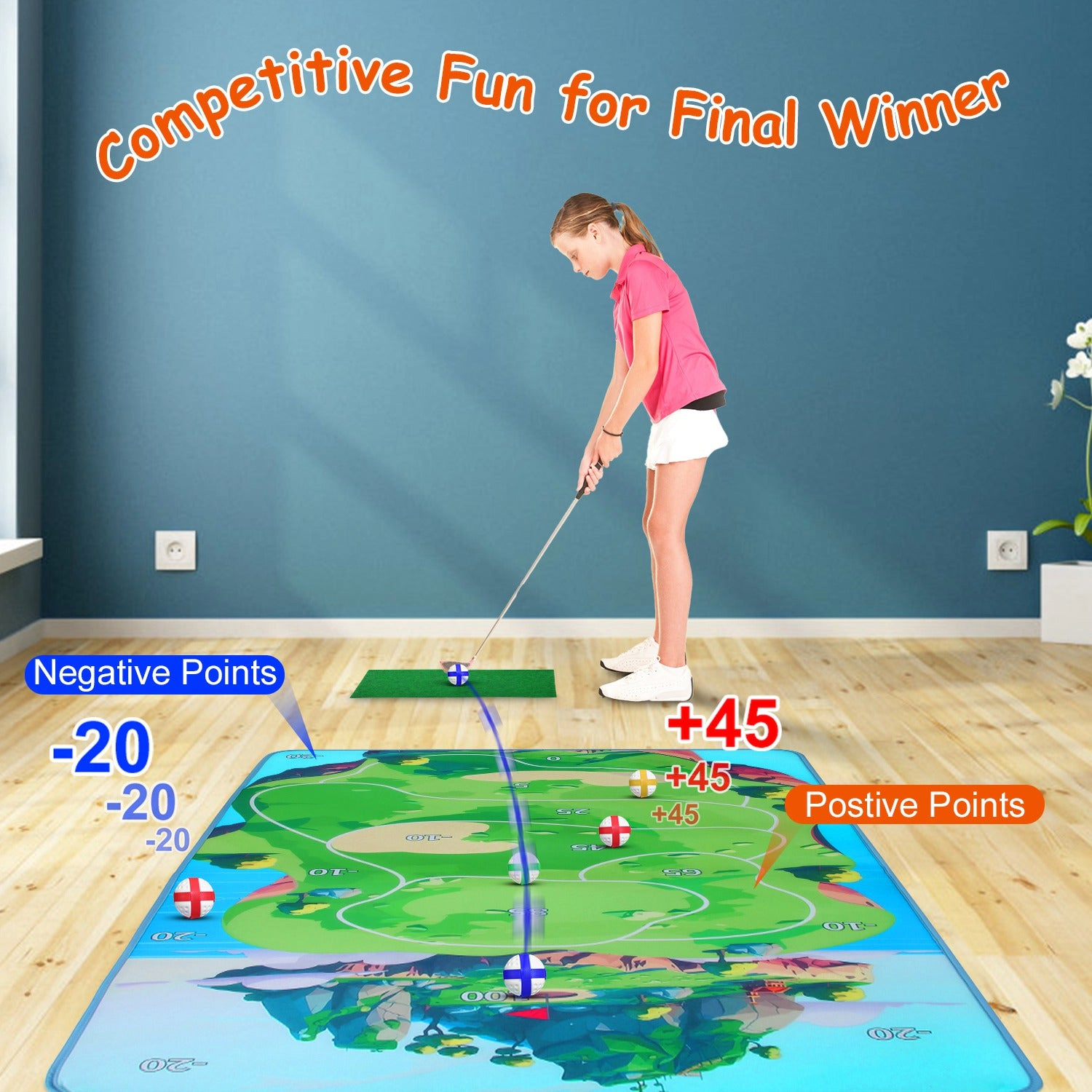 GBruno Indoor Outdoor Golf Practice Mat Game Set