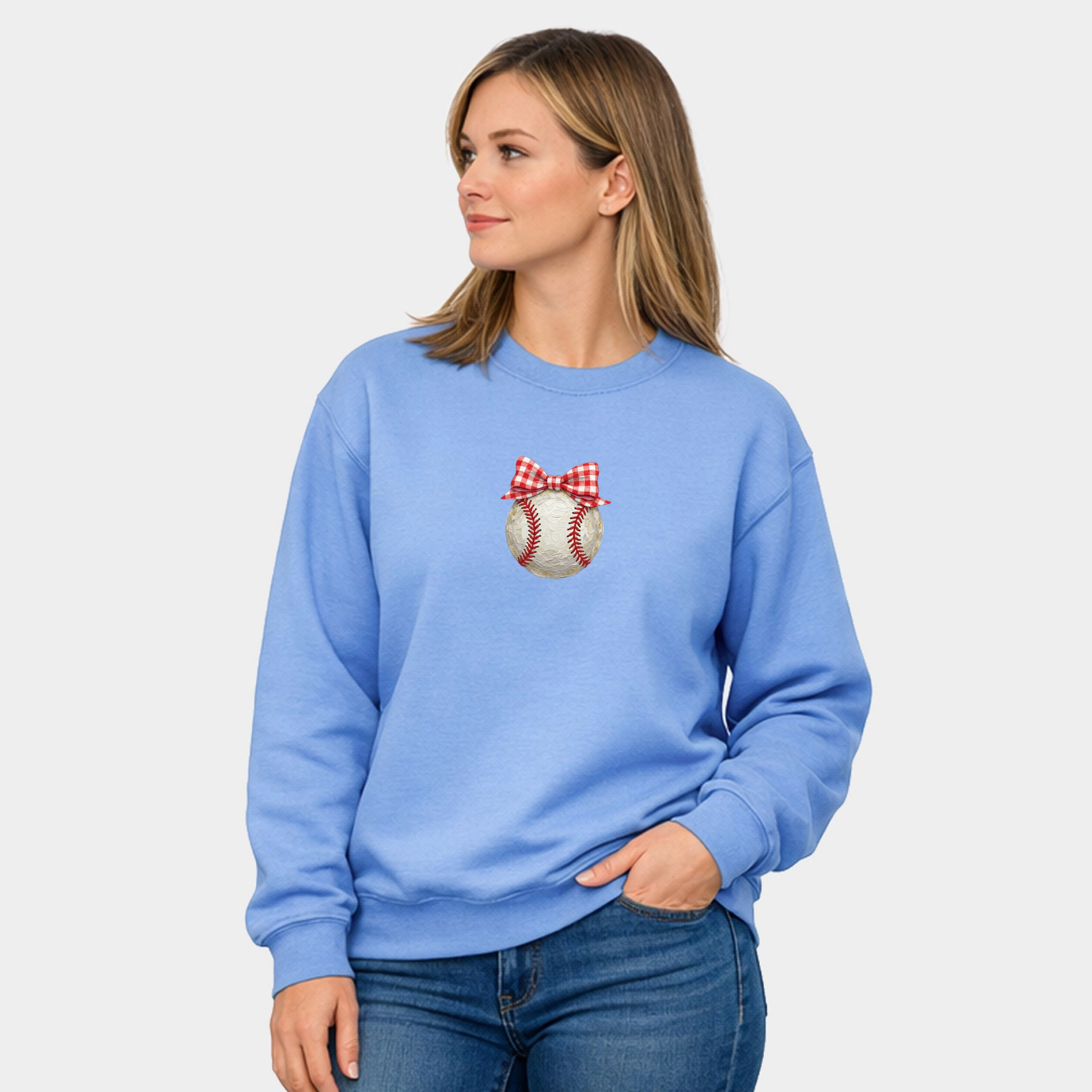 Simply Sage Market - Baseball Bow Faux Paint  Women's Graphic Sweatshirt