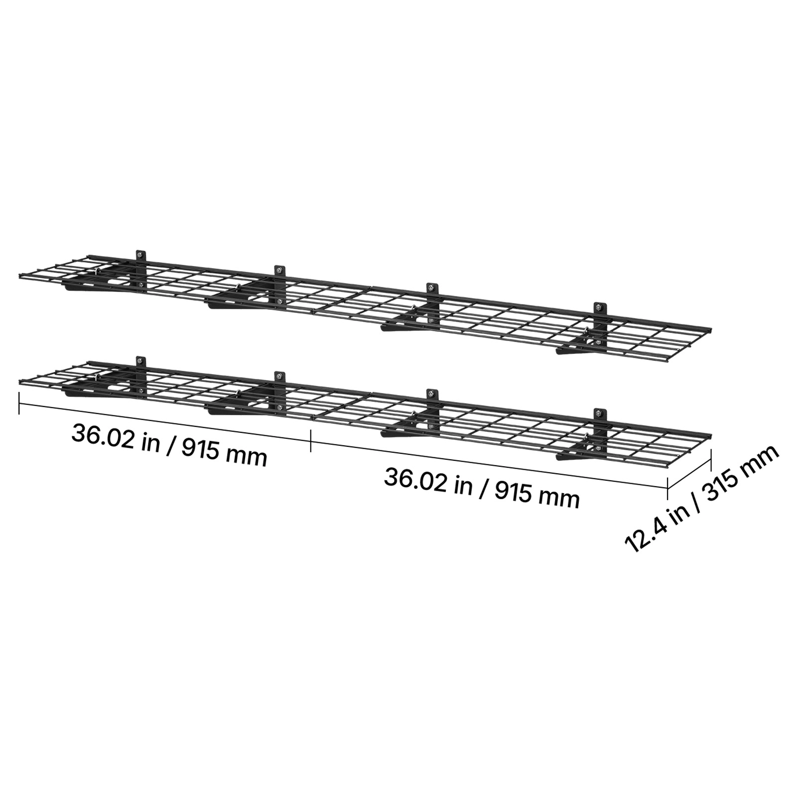HONGGE Heavy Duty Wall Garage Shelving Steel Wall Mounted Shelving Unit Per Shelf Floating Storage Metal Rack for