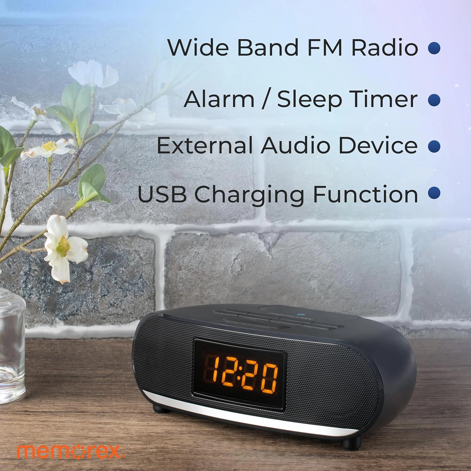 Memorex MX-CR160 Bluetooth Clock Radio - Black