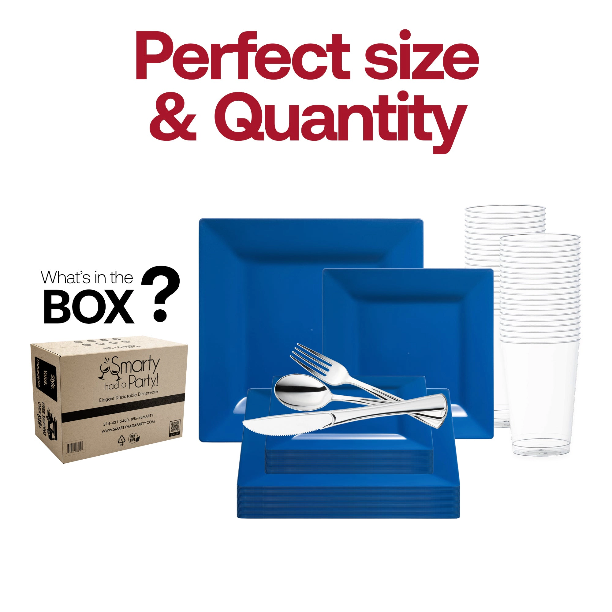 Smarty Had A Party Midnight Blue Square Plastic Wedding Value Set
