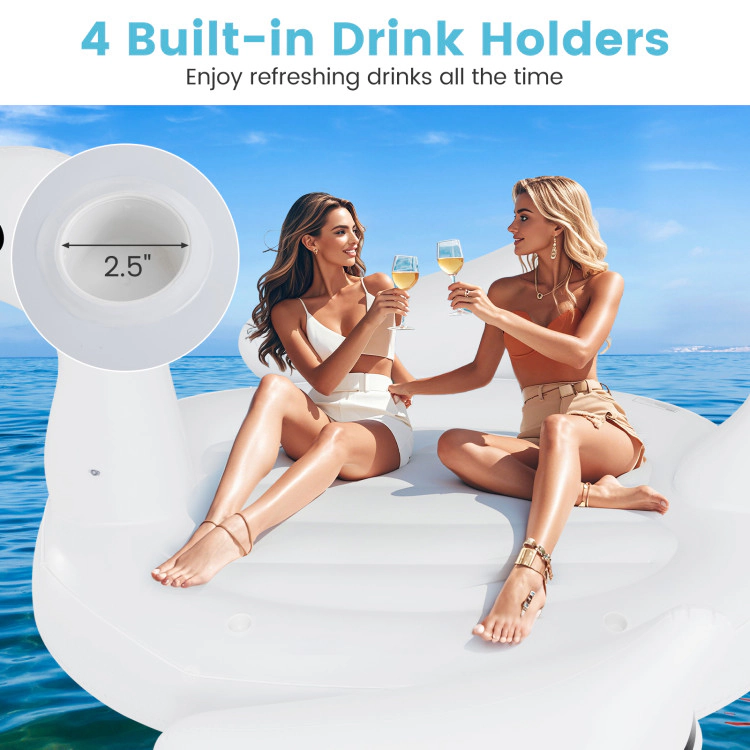 SUGIFT Adult White 4-Person Inflatable Swan Pool Float Island with 4 Cup Holders 9.5-ft W 925-lb Float Capacity
