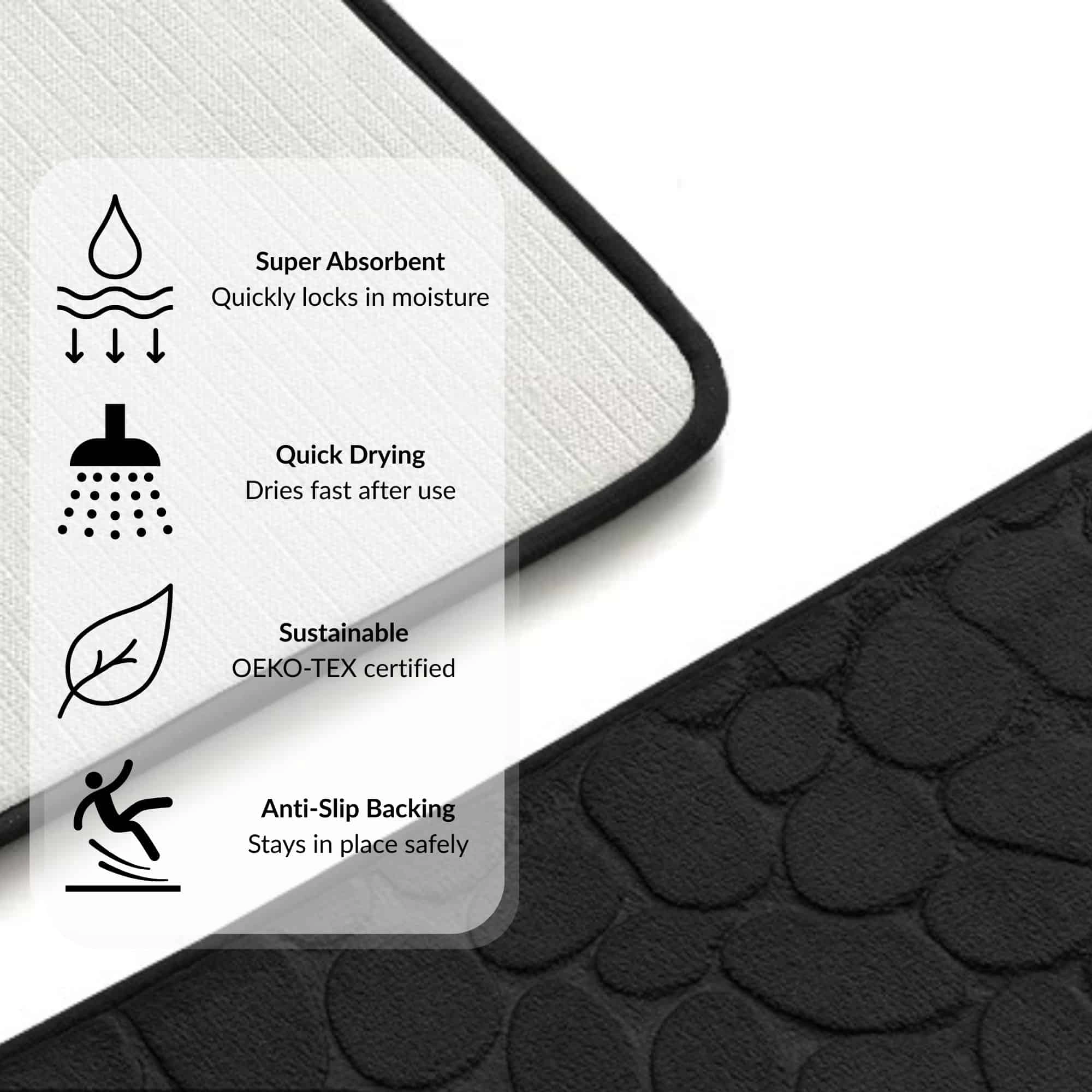Evideco French Home Goods Pebble Memory Foam Bath Mat, 32 x 20 inches