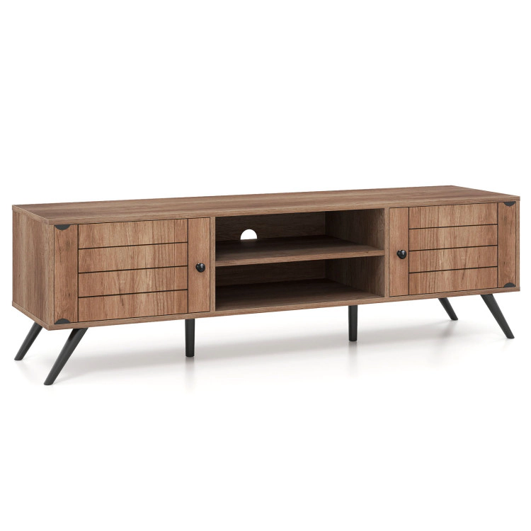 Hivvago 2-Door Tv Stand For Tvs Up To 65 Inch With Open Shelves